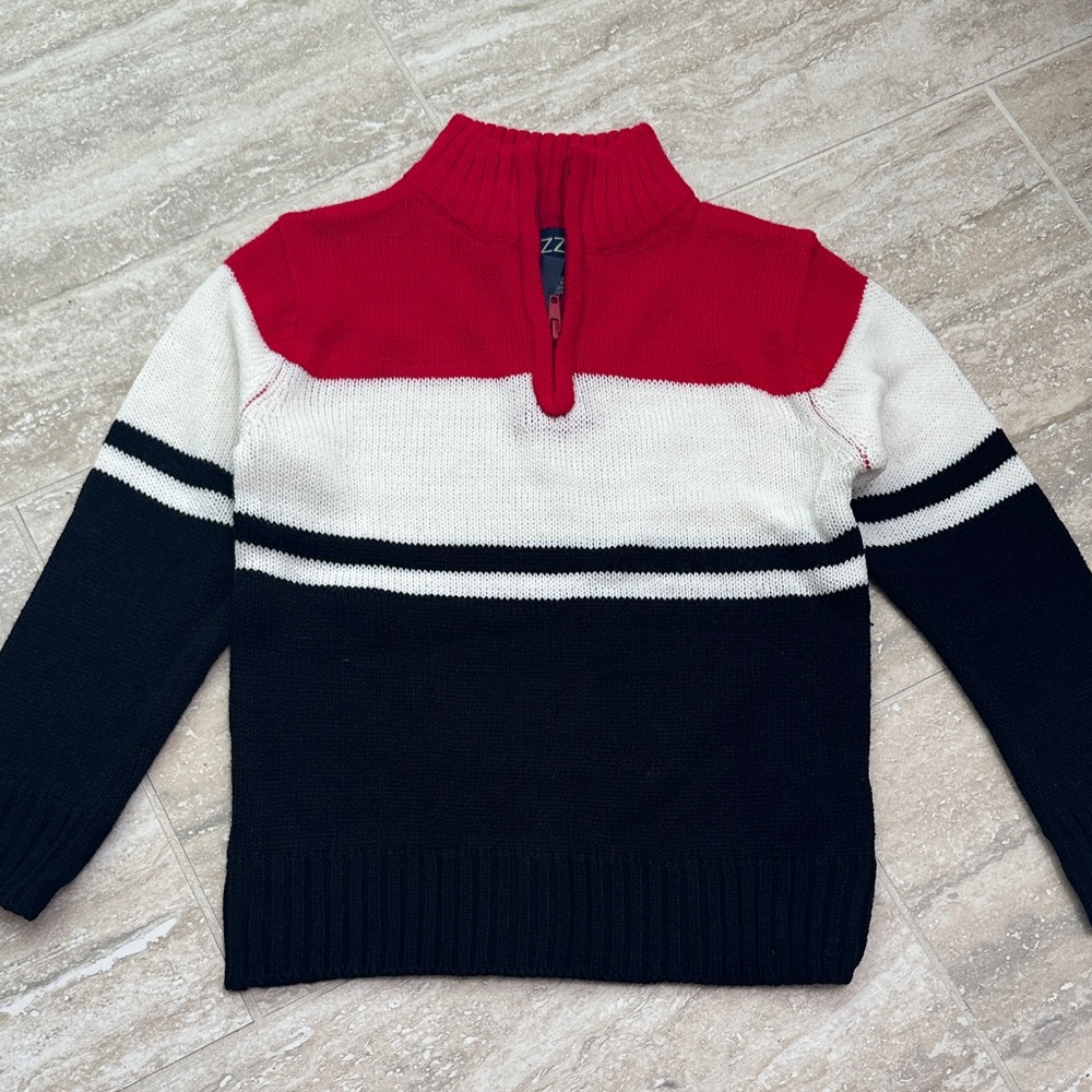 Kids Red, White, and Black Quarter Zip Sweater